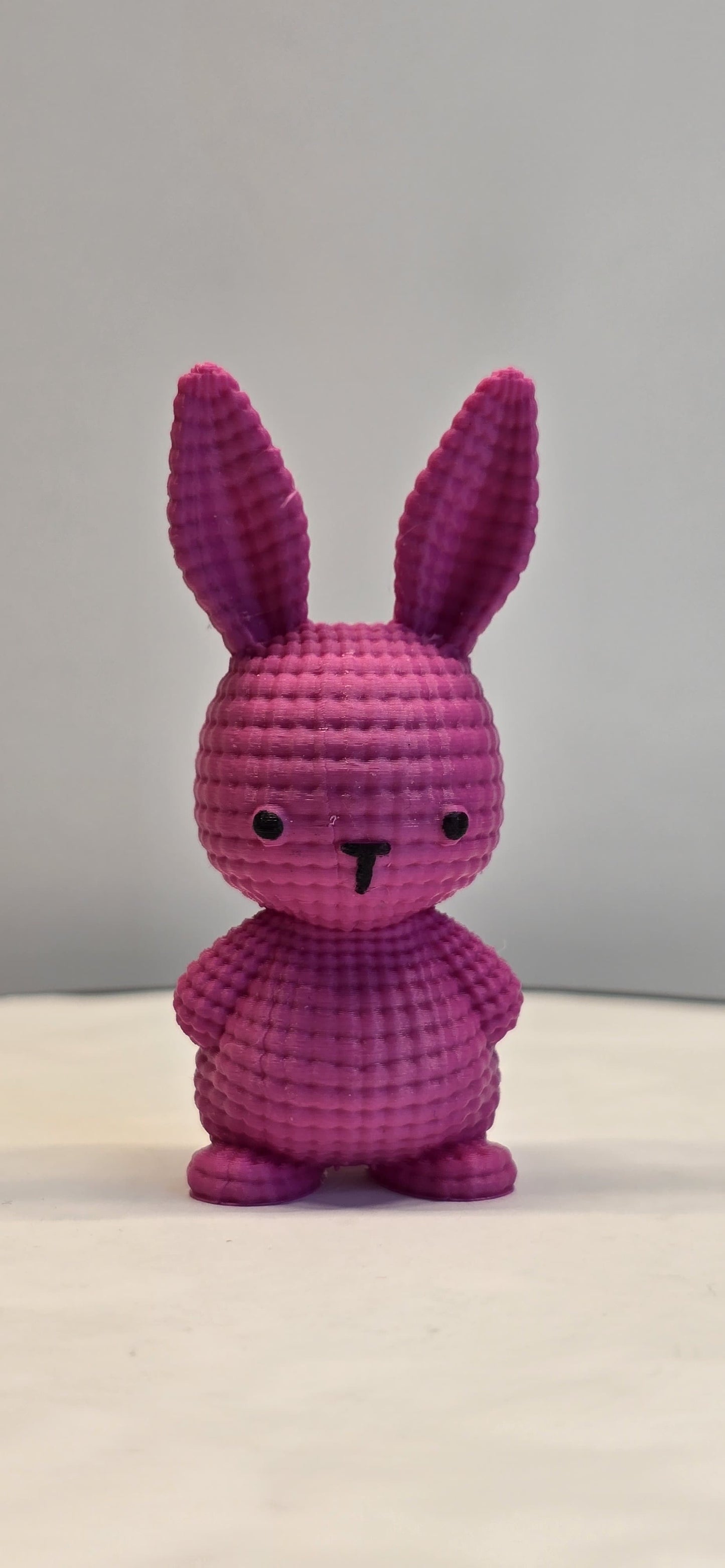 3D Knitted-Style Bunny – Blue & Pink Collectible by KUSTM4U
